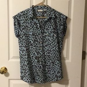Blue and black New York and company medium blouse